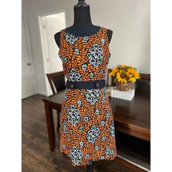 Tory Burch Floral Print Linen Dress Sleeveless Casual Party Dress Size‎ 4 - Picture 1 of 12
